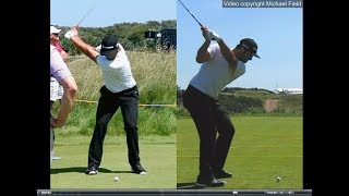 Jon Rahm golf swing  Long Iron faceon amp downtheline July 2017 [upl. by Merkley413]