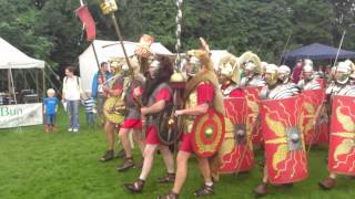 Roman Reenactment at the Amphitheatre in Caerleon Marching In [upl. by Nimref87]