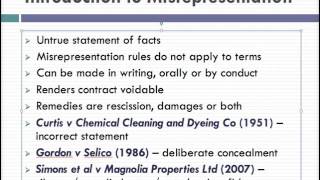 Misrepresentation Lecture 1 of 4 [upl. by Ainegul]